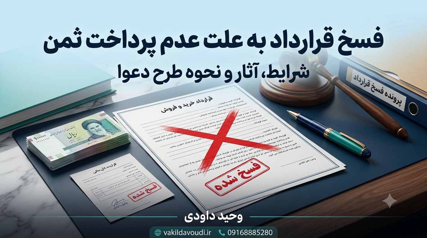 فسخ قرارداد به علت عدم پرداخت ثمن و پیگیری قانونی فروشنده